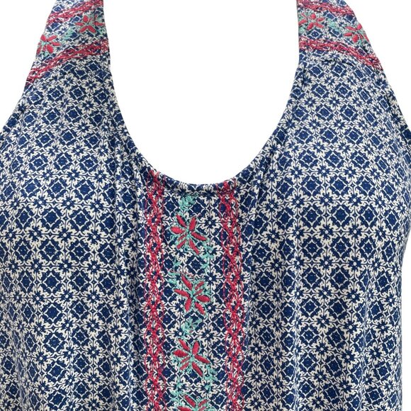 Dept 222 Cabana Nights Boho Tank Top Blue Print NWT PL Summer Vacation Resort - Picture 10 of 10